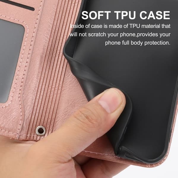 Samsung Galaxy S26 Plånboksfodral Dragkedja Konstläder - Roséguld