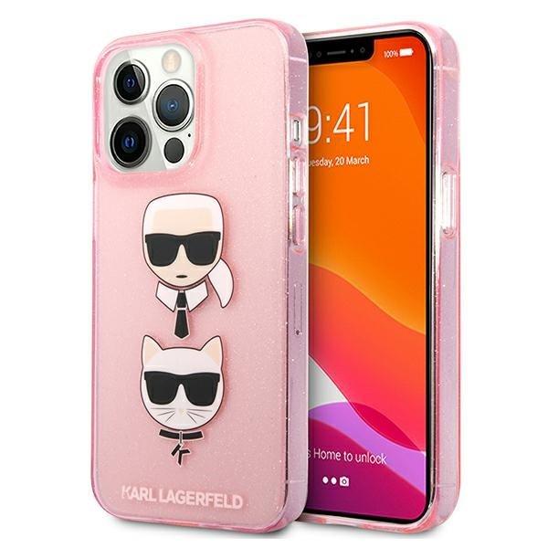 Karl Lagerfeld Glitter Karl`s & Choupette Skal iPhone 13 / 13 Pr Rosa