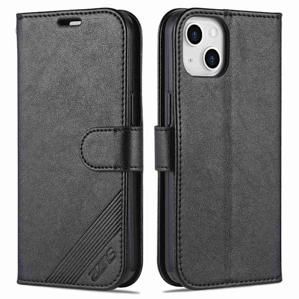 AZNS iPhone 14 Plånboksfodral Shockproof Konstläder - Svart