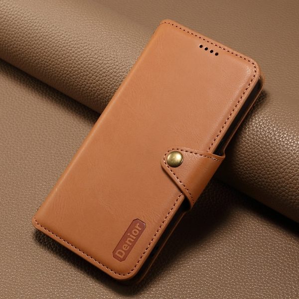 DENIOR iPhone 15 Plus Plånboksfodral i Konstläder med - Khaki