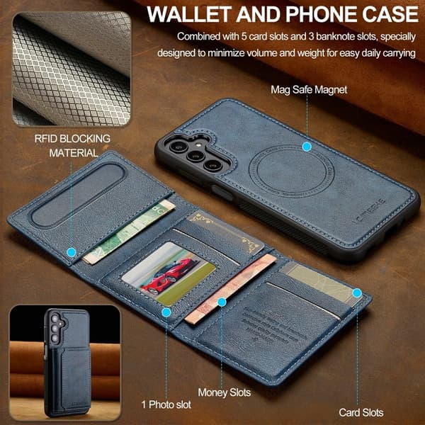 LC.IMEEKE L5 Samsung Galaxy S25 FE Fodral KonstLäder - Blå