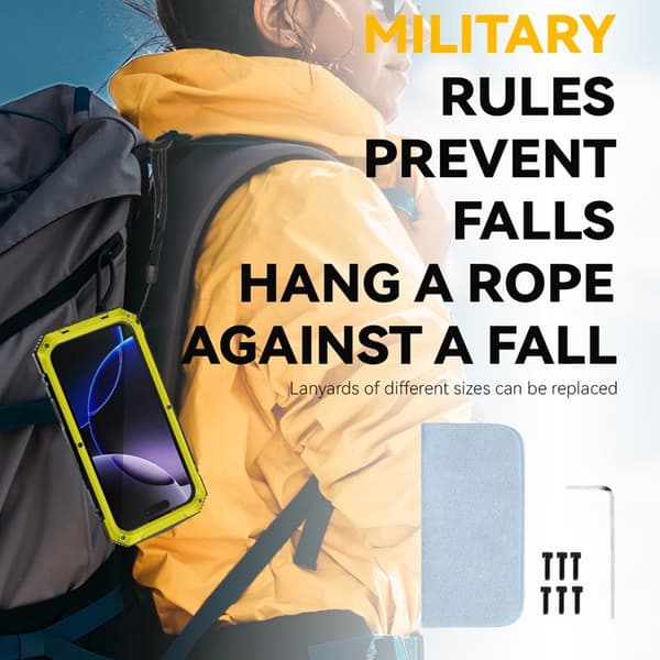 R-JUST Mobilskal till iPhone 17 Pro PC + Silikon + Metall Kickstand Gul