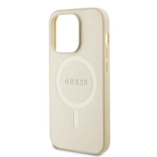 Guess iPhone 15 Pro Mobilskal Magsafe Saffiano - Guld