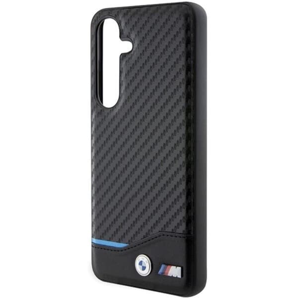 BMW Galaxy S24 Mobilskal Læder Carbon - Sort Black