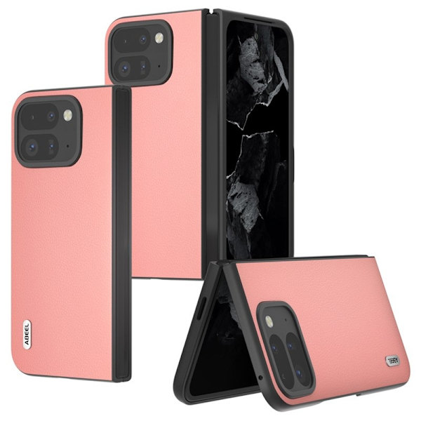 ABEEL Mobilskal till Google Pixel 9 Pro Äkta Läder Hård PC Rosa