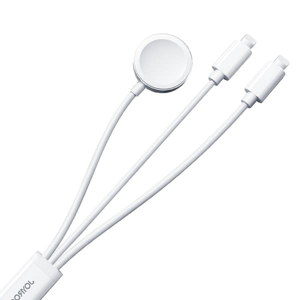 Joyroom 3i1 USB-A til Lightning-kabel og magnetisk oplader 1,2 m Vit