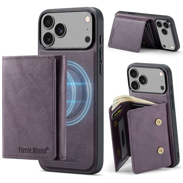 FIERRE SHANN FS030 iPhone 17 Pro Plånboksfodral Konstläder - Lila Lila
