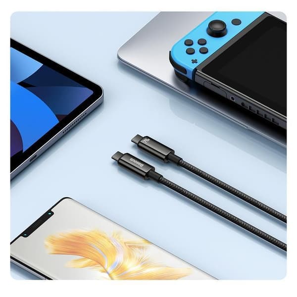 Baseus USB-C till USB-C-kabel 480Mb/s 240W 2m Tungsten Guld - Sv Black