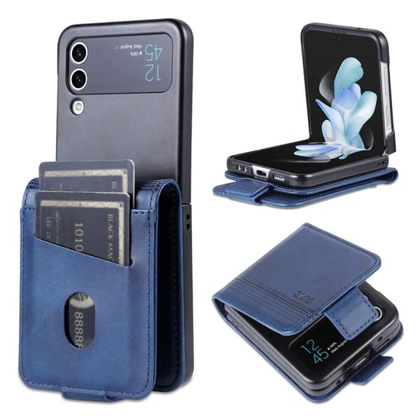 AZNS Samsung Galaxy Z Flip3 5G Plånboksfodral Konstläder - Blå