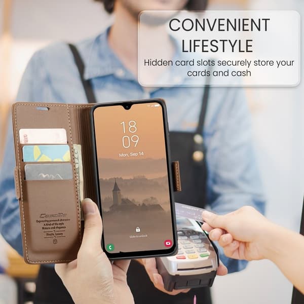 CASEME Plånboksfodral Konstläder för Samsung Galaxy A26 5G - Brun