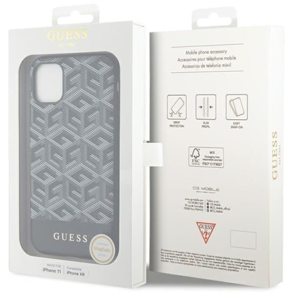 Guess iPhone 11/XR Mobilskal Magsafe Cube Stripes - Svart Svart