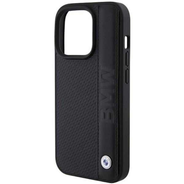 BMW iPhone 15 Pro Mobilskal Läder Textured & Stripe - Svart Svart