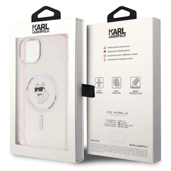 KARL LAGERFELD iPhone 15 Plus Mobilskal Magsafe IML Choupette - Rosa
