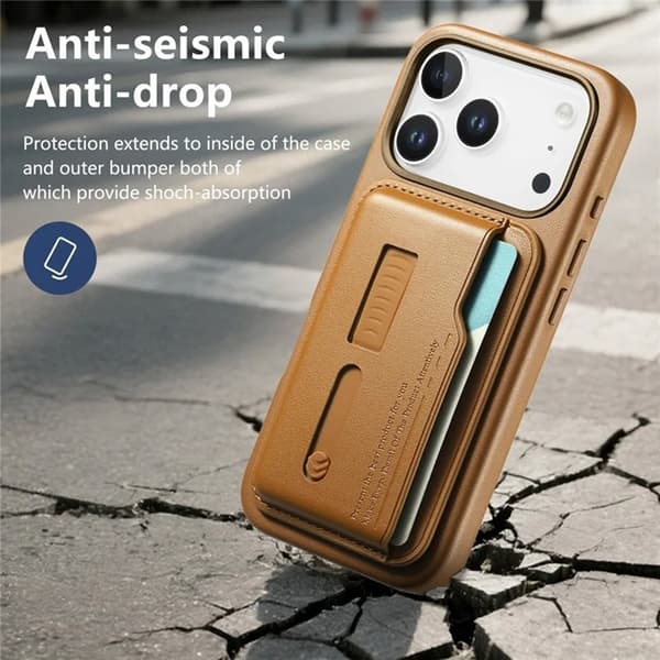 Mobilskal till iPhone 17 Pro Max Magsafe Detachable korthållare - Brun Brun