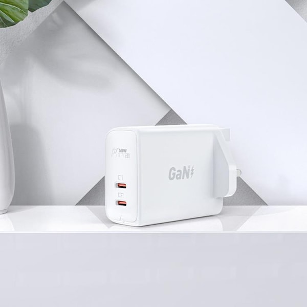 Acefast UK Väggladdare 2x USB Typ-C 50W - Vit