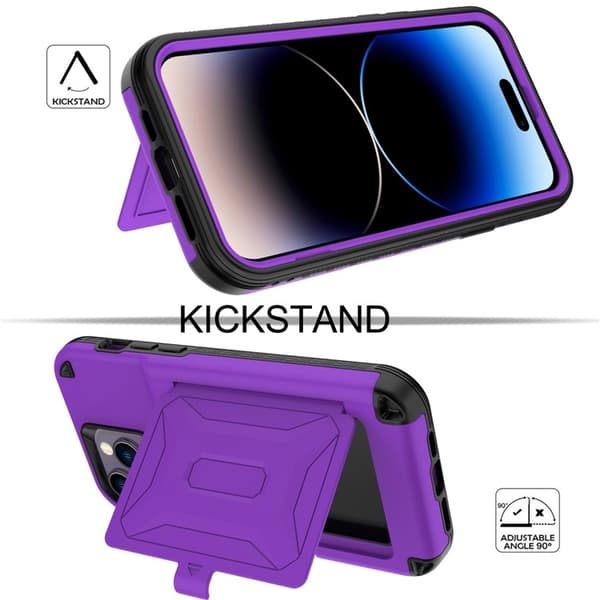 iPhone 14 Pro Cover Kortholder Mirror Kickstand - Lilla Lila