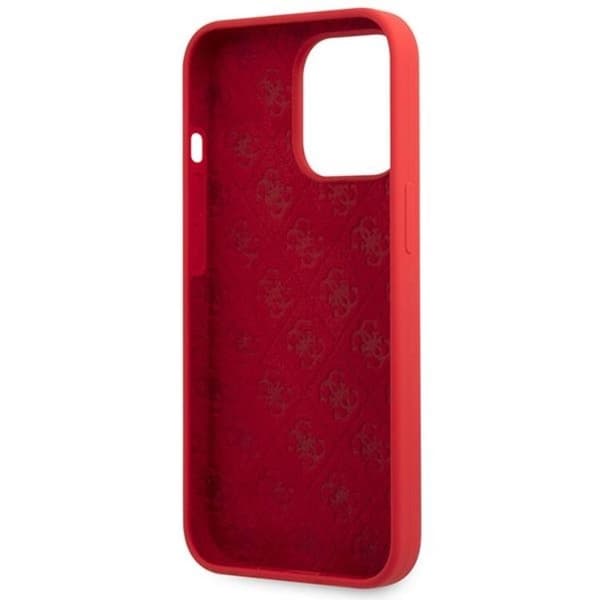 Guess Mobilskal till iPhone 13 Pro Max Silicone Script Gold Logo - Röd Röd
