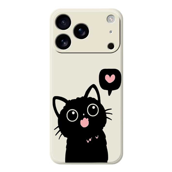 Mobilskal till iPhone 17 Pro Max Love Black Cat Pattern - Beige Beige
