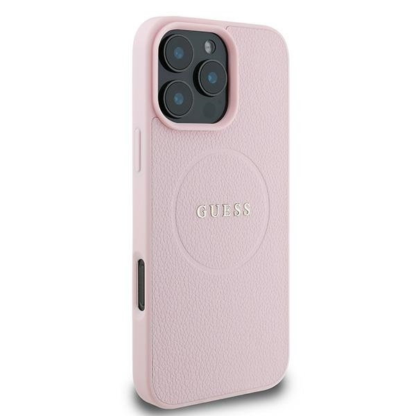 Guess Mobilskal till iPhone 16 Pro MagSafe Grained Ring - Rosa Rosa