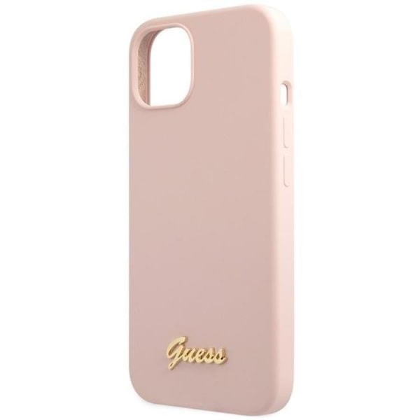 Guess iPhone 13 Mobilskal Silicone Script Gold Logo - Ljusrosa