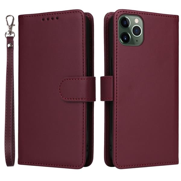 BETOPNICE iPhone 11 Pro Max Plånboksfodral - Detachable Konstläder- Vinröd