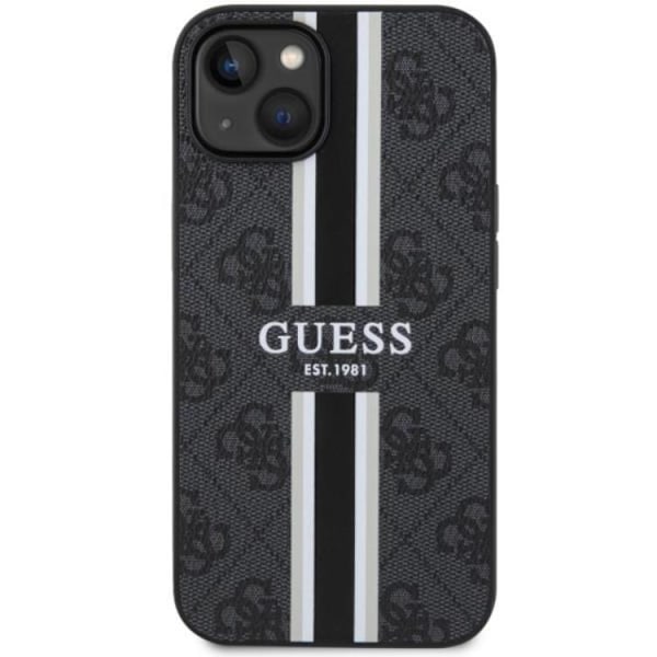 Guess iPhone 14 Plus Mobilskal MagSafe Printed Stripe Svart Svart