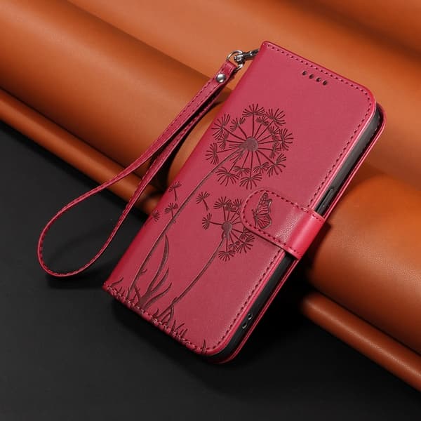 OnePlus 15 5G Plånboksfodral Dandelion Imprint Konstläder Röd