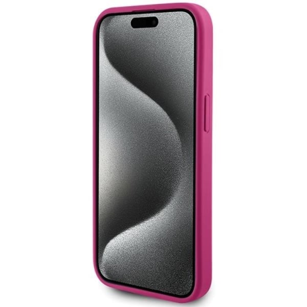 Guess iPhone 15 Mobilskal Strass Metal Logo - Rosa