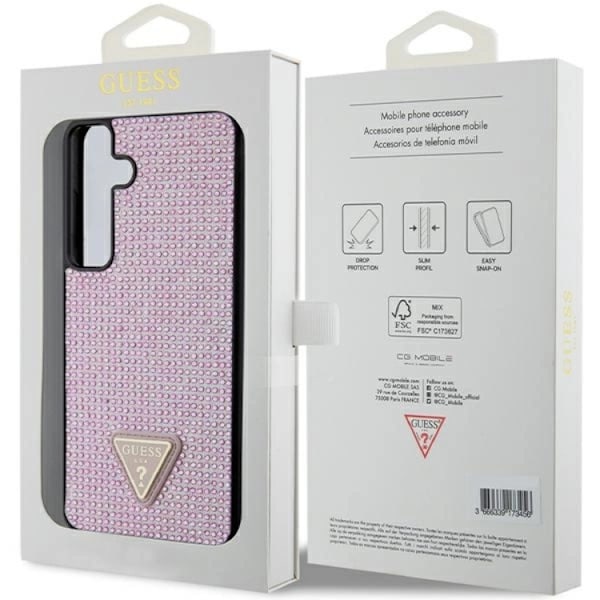Guess Galaxy S24 Plus Mobilskal Rhinestone Triangle - Rosa