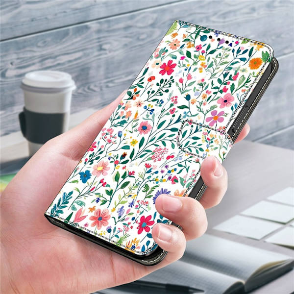 Galaxy A17 5G Konstläder Plånboksfodral Pattern Printing - Small Flowerbed Vit