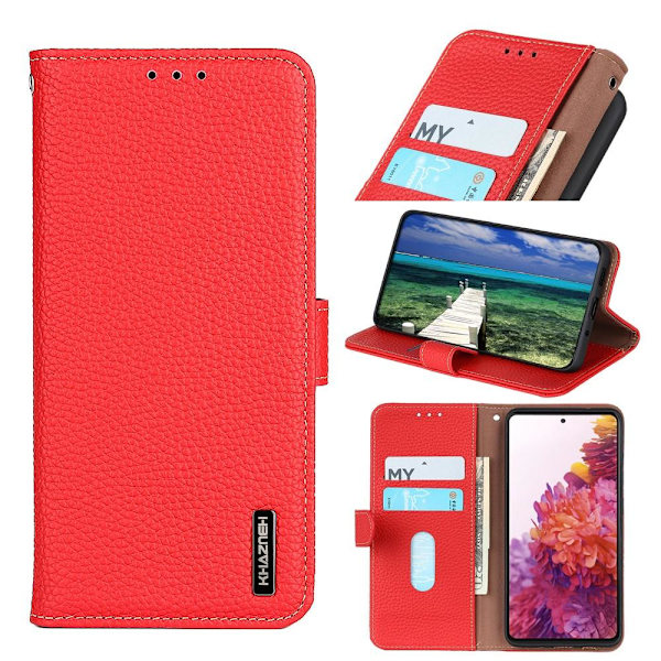 KHAZNEH Litchi ægte læder pungetui Google Pixel 6 - Rød Red