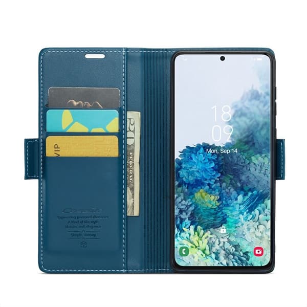 CASEME Plånboksfodral Konstläder för Samsung Galaxy S20 Plus - Blå
