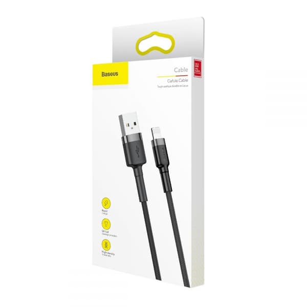 BASEUS Cafule USB-A till Lightning kabel 1m Grå / Svart Svart