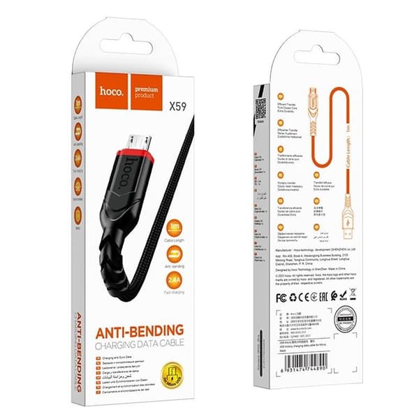 Hoco USB-A til Micro-USB 2.4A 3m Kabel X59 - Sort Black