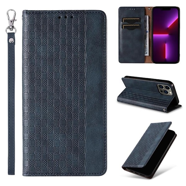 iPhone 13 Pro Max Pungetui Magnet Strap - Blå Blå