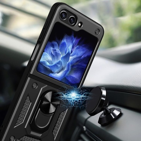 Galaxy Z Flip 5 Mobilskal Hybrid Armor Camshield - Svart Svart