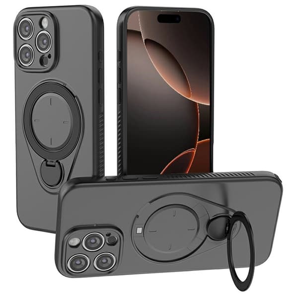 Mobilskal till iPhone 16 Pro Max MagSafe Rotating Kickstand TPU PC Svart