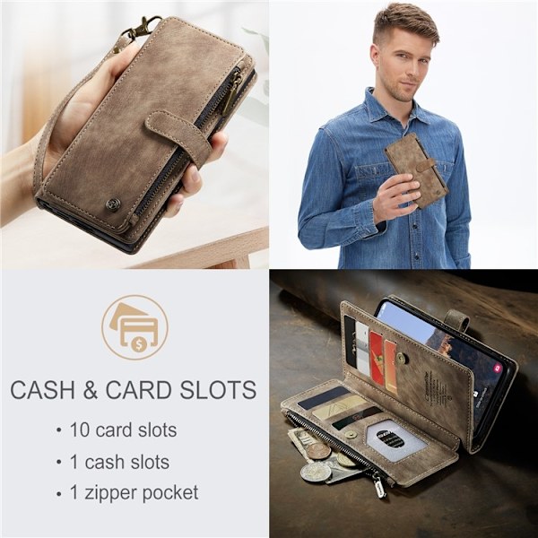 CASEME Galaxy A24 4G Plånboksfodral C30 Zipper - Brun