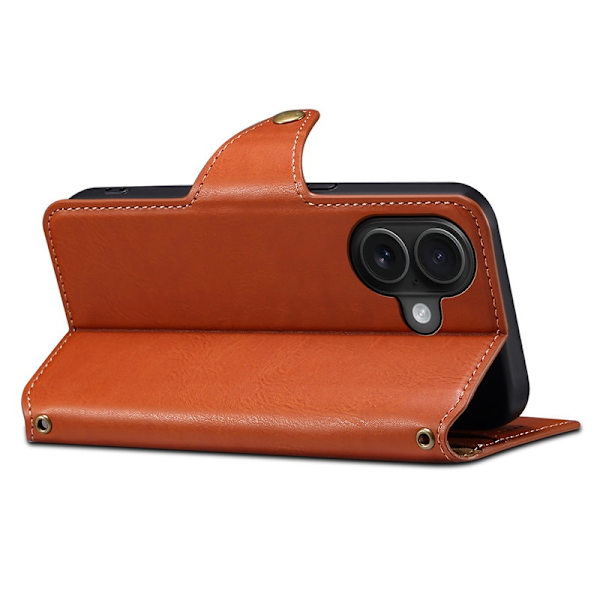 DENIOR iPhone 16 Plånboksfodral Konstläder - Brun