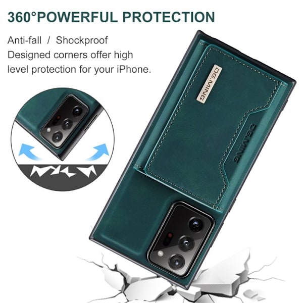 DG.MING Magnetiskt Tri-fold Plånboksfodral Samsung Galaxy Note20 Ultra Grön