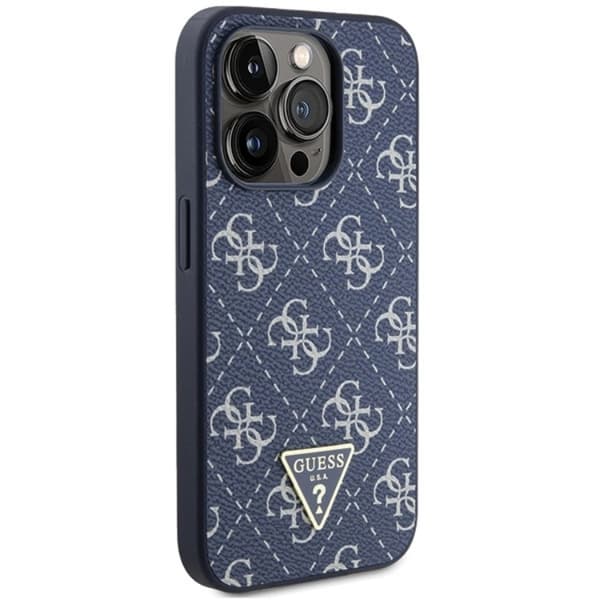 Guess iPhone 15 Pro Mobilskal 4G Triangle Metal Logo - Blå Blå