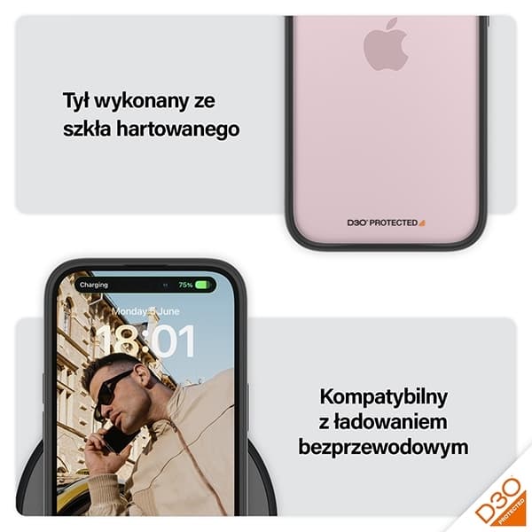PanzerGlass telefontaske til iPhone 15 D3O 2xMilitær kvalitet - sort
