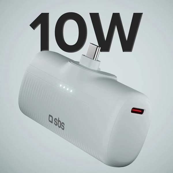 SBS Powerbank 5000mAh 10W med USB-C Hamn EcoPower - Grå Grå
