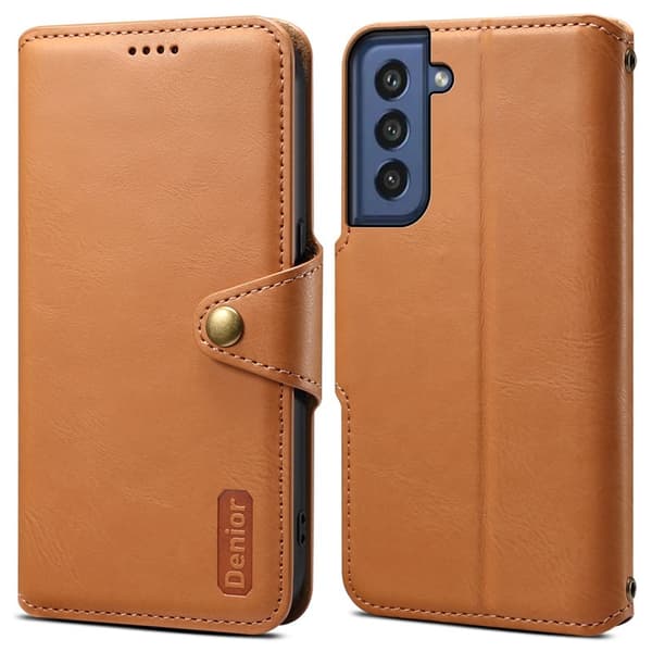 DENIOR Samsung Galaxy S21 FE 5G Plånboksfodral Konstläder Khaki