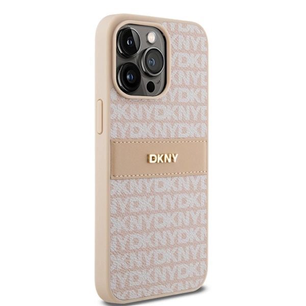 DKNY iPhone 14 Pro Mobilskal Läder Mono Stripe & Metal Logo