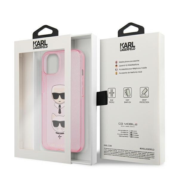 Karl Lagerfeld Glitter Karl`s & Choupette Skal iPhone 13 Mini - Rosa