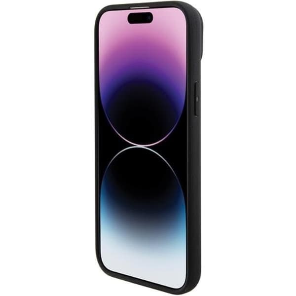 BMW iPhone 15 Mobilskal Läder Hot Stamp - Musta Black