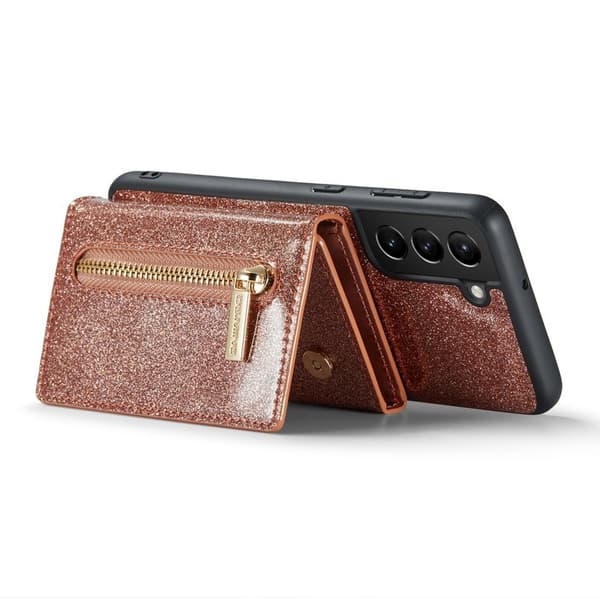 DG.MING M3 Series Konstläder Plånboksfodral för Samsung Galaxy S22+ 5G Roséguld