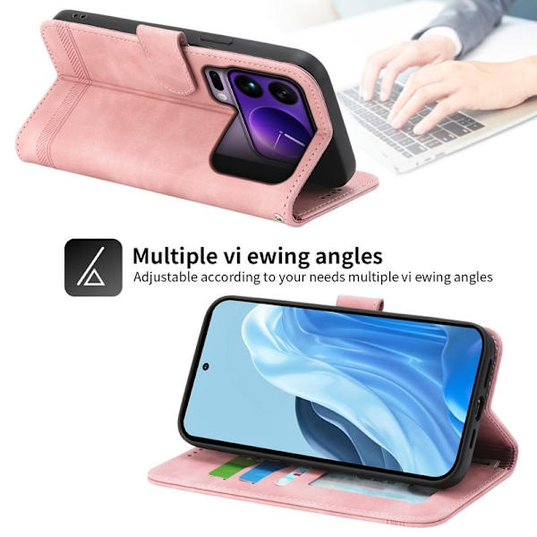 DIERFENG DF-03 Plånboksfodral för Xiaomi 17 Pro Max - Konstläder - Rosa