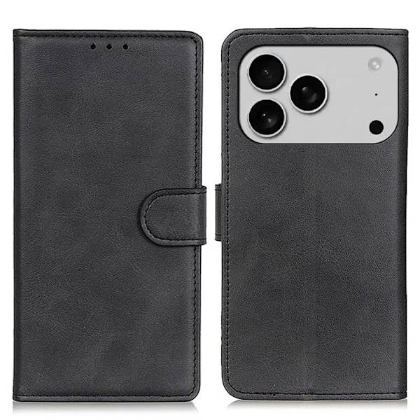 iPhone 17 Pro Max Plånboksfodral Cowhide Texture - Svart Svart